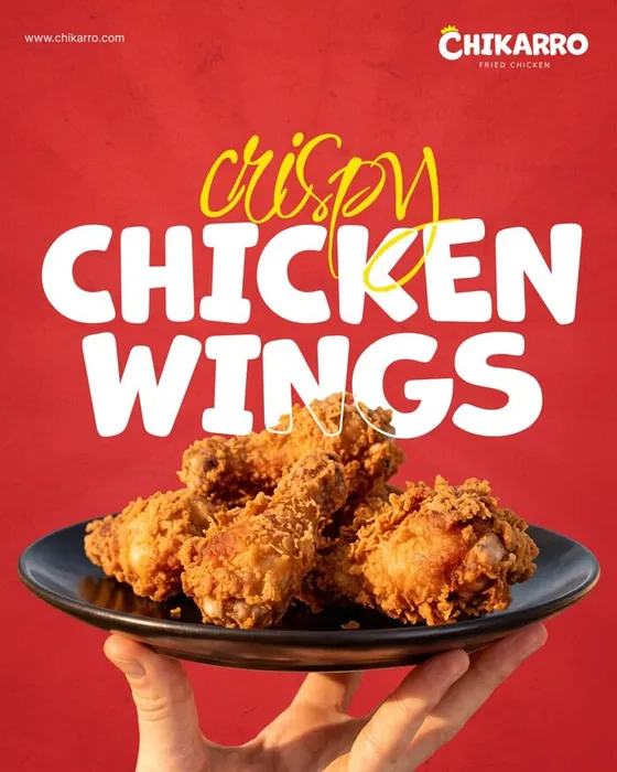 Chikarro social post: a plate of crispy chicken wings